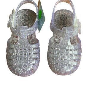 Cat & Jack Toddler Girl Size 5 Clear Glitter Jelly Fisherman Sandals Shoes NEW